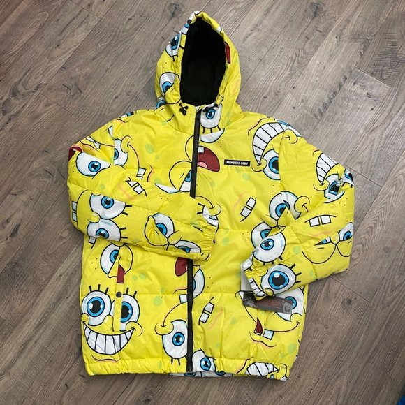 Members Only Spongebob Puffer Coat Jacket Size Brand NEW Mens Medium - Picture 2 of 13
